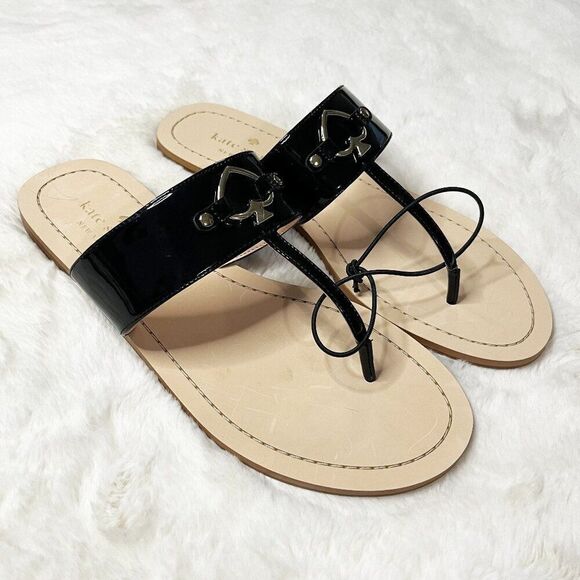 Kate Spade‎ New York Black Patent Cassia Sandals Size 10 NWOT - Picture 1 of 9
